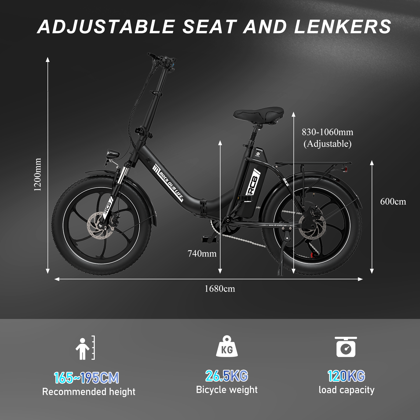 RCB RK6 Fat Tire faltbares Elektrofahrrad (RCB APP E BIKE)