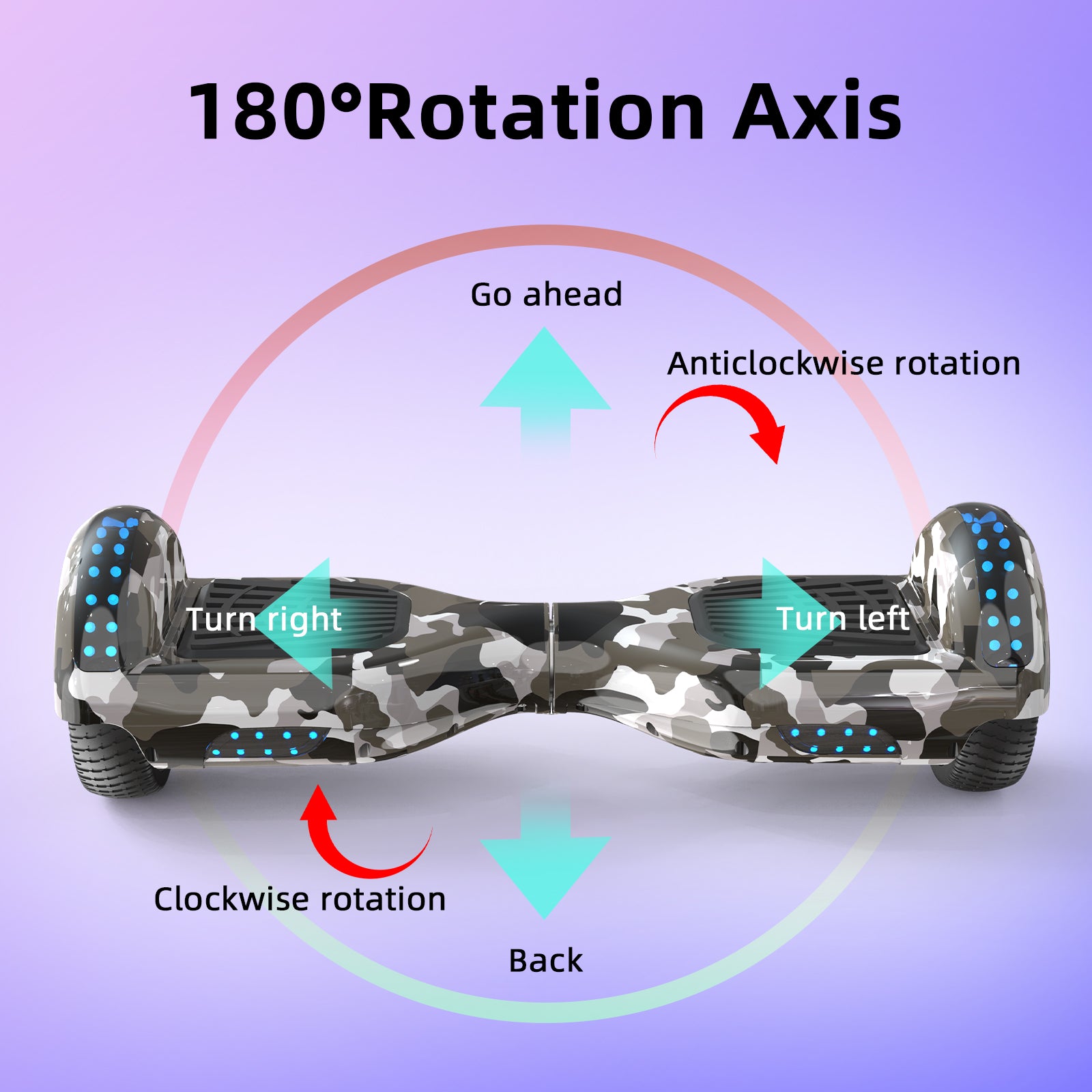 RCB JD6 Hoverboards 6,5-calowa deskorolka dla dzieci (w zestawie pięciokolorowe diody LED)