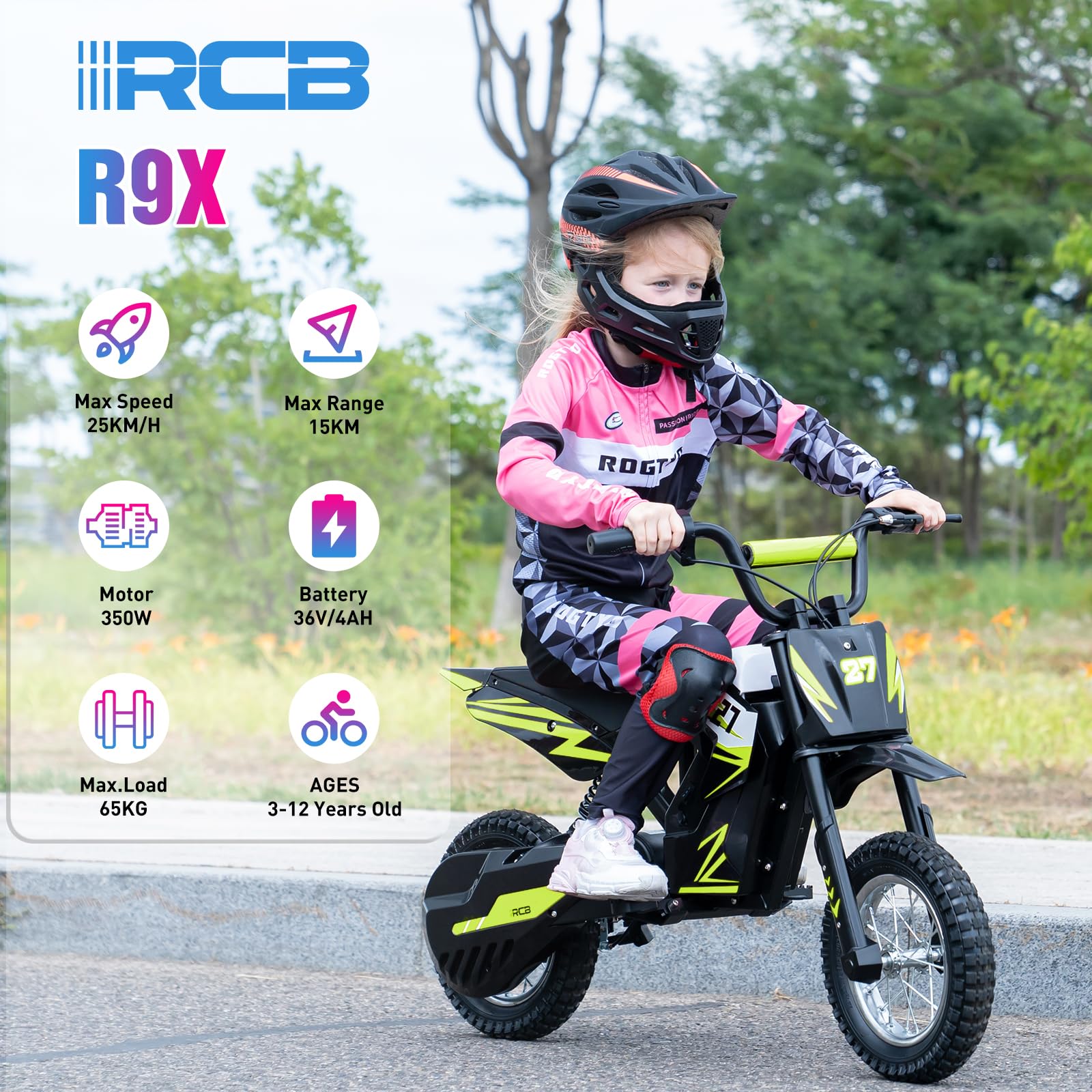 Motocross eléctrica RCB R9X para niños (4-12 años)