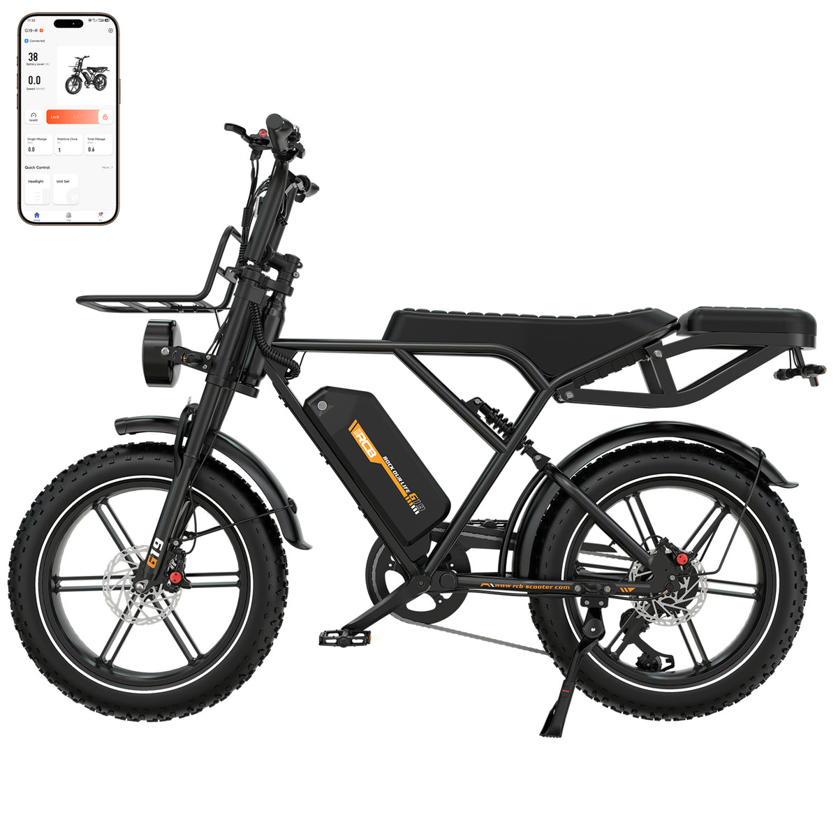 RCB G19 Electric Bike for Adults(48V22.5Ah) - black / 160cm - 210cm