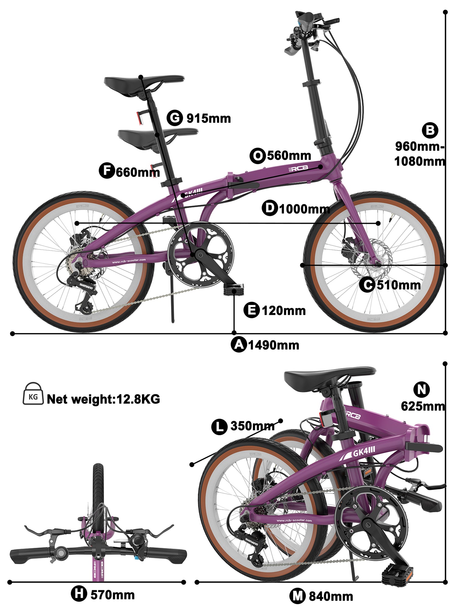 Technische Abmessungen des Fahrrads