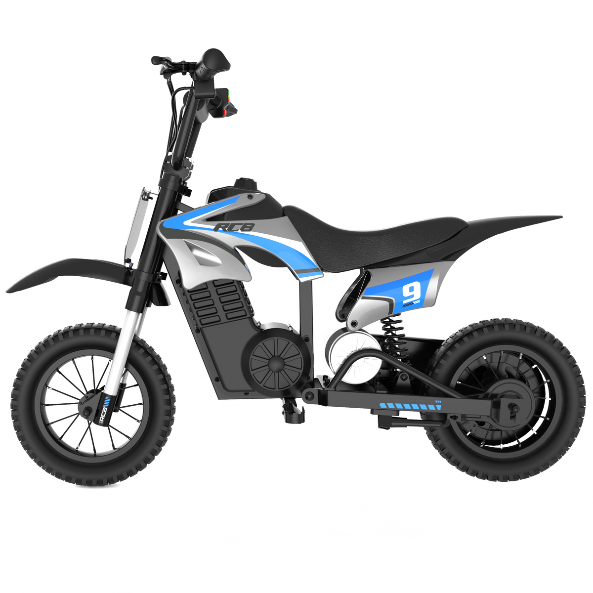 RCB R9X – Moto électrique Enfants 12 Pouces, Moteur 300W, 3 Vitesses (8/12/25 Km/h), Autonomie 15 Km, Pour 3-12 Ans